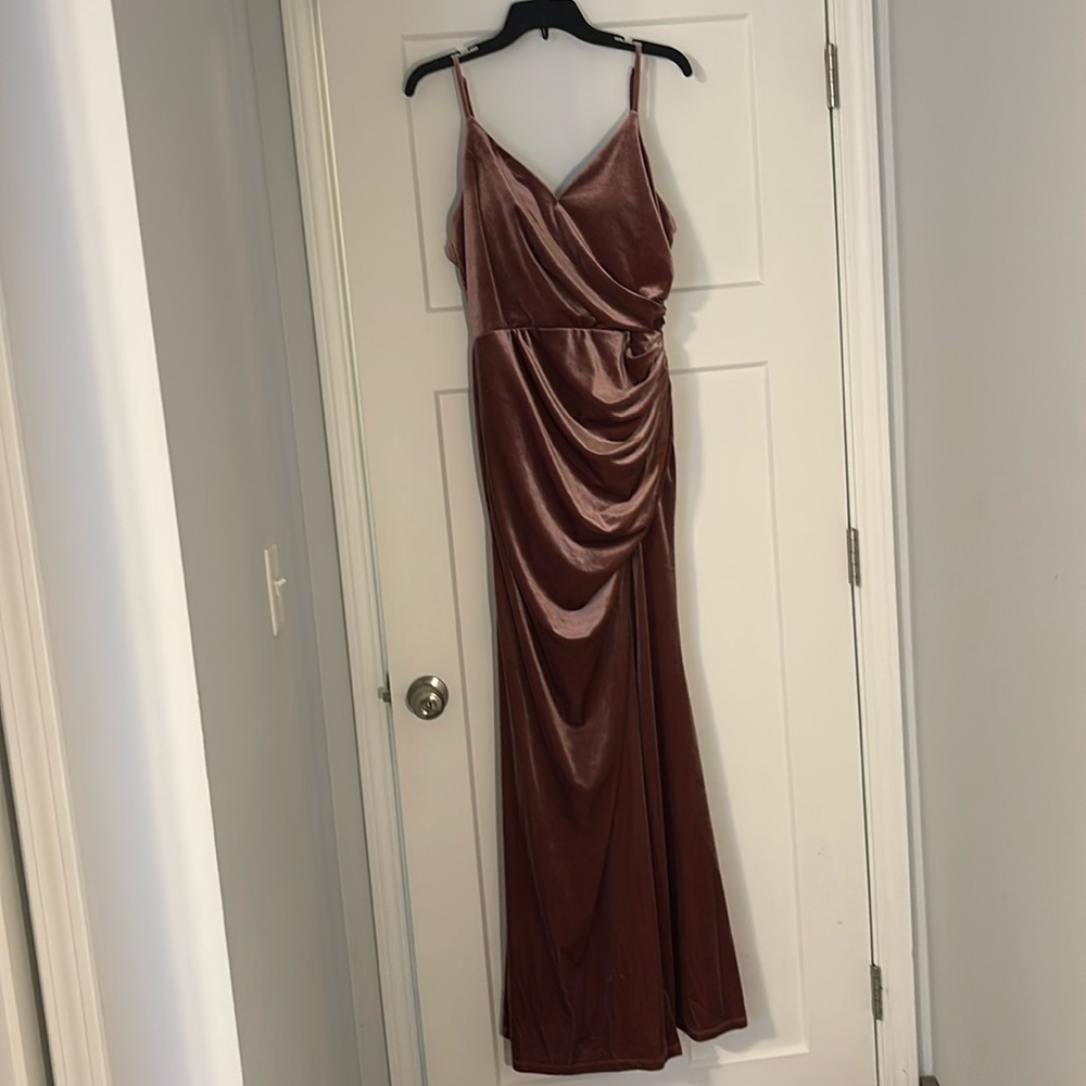 Revelry Dusty Rose Velvet Bridesmaid Dress